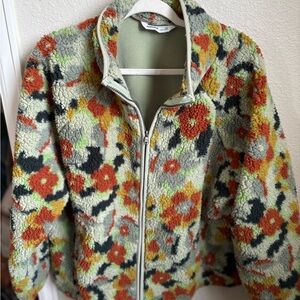 Floral Patterned Sherpa Jacket